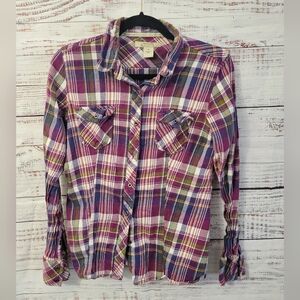 Natural Reflection M Cotton Plaid Button-down